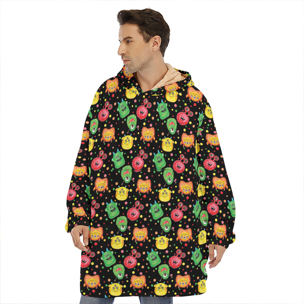 Little Monster Pattern Print Hoodie Blanket