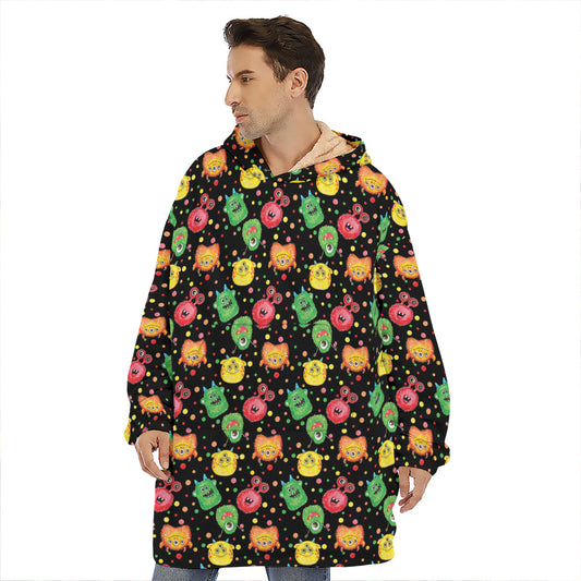 Little Monster Pattern Print Hoodie Blanket