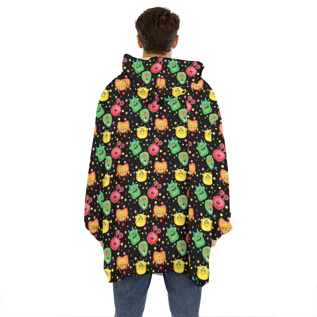 Little Monster Pattern Print Hoodie Blanket