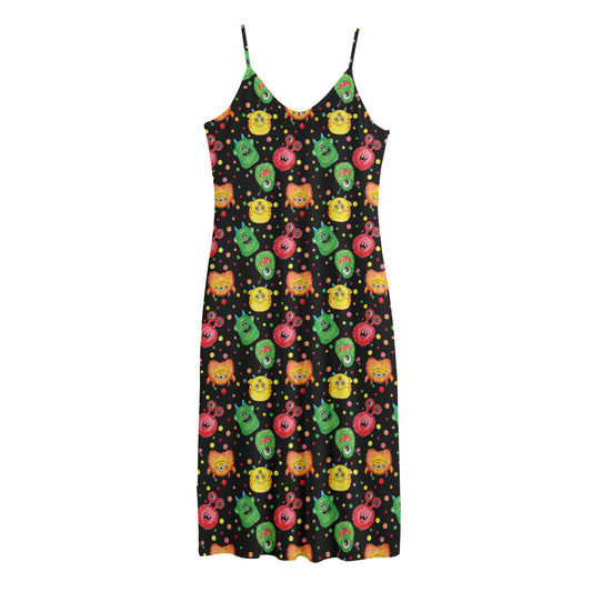 Little Monster Pattern Print Jersey Midi Cami Dress
