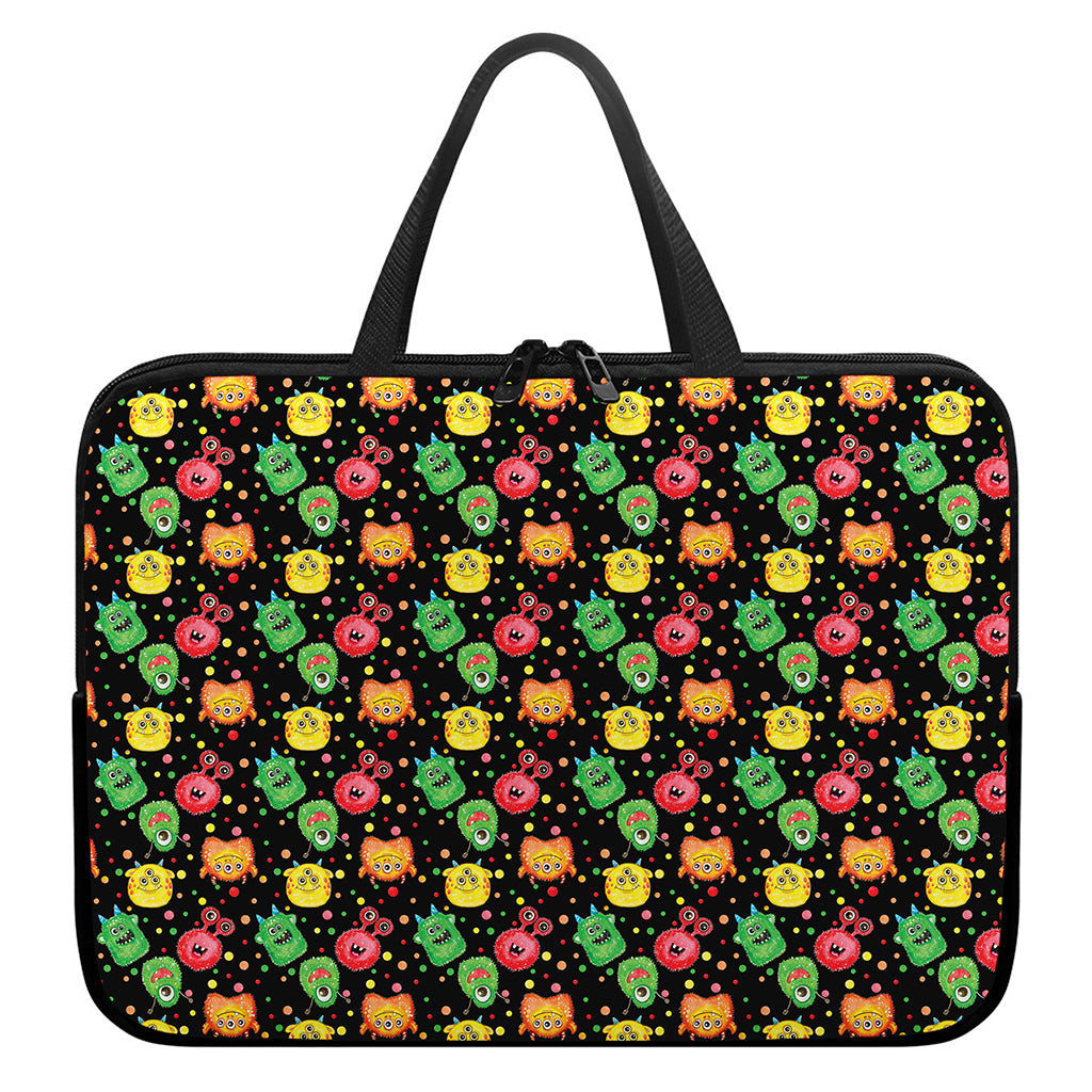 Little Monster Pattern Print Laptop Sleeve With Handle
