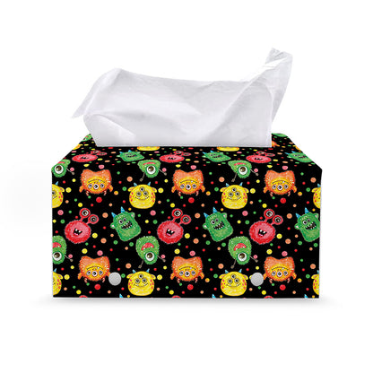 Little Monster Pattern Print Leather Tissue Box Cover