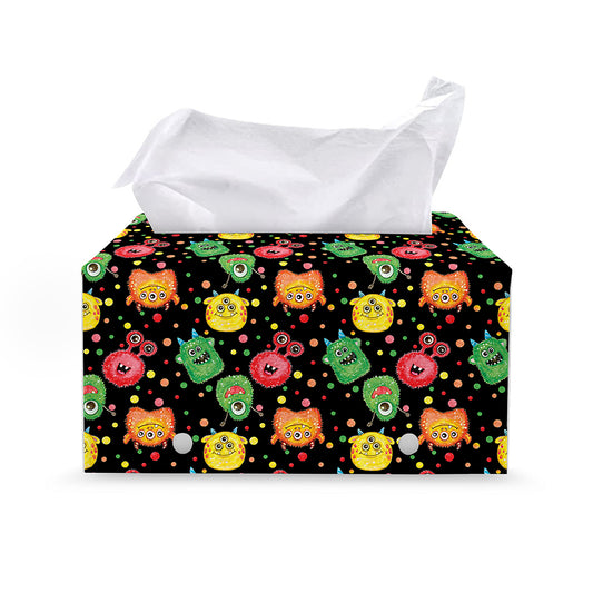 Little Monster Pattern Print Leather Tissue Box Cover
