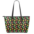 Little Monster Pattern Print Leather Tote Bag With Zipper