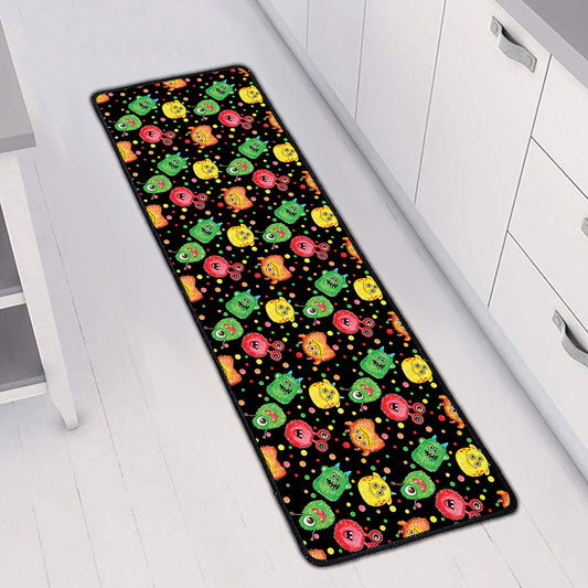 Little Monster Pattern Print Long Kitchen Mat