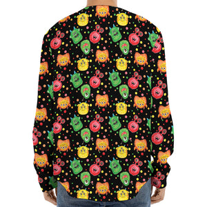 Little Monster Pattern Print Long Sleeve Baseball Jersey