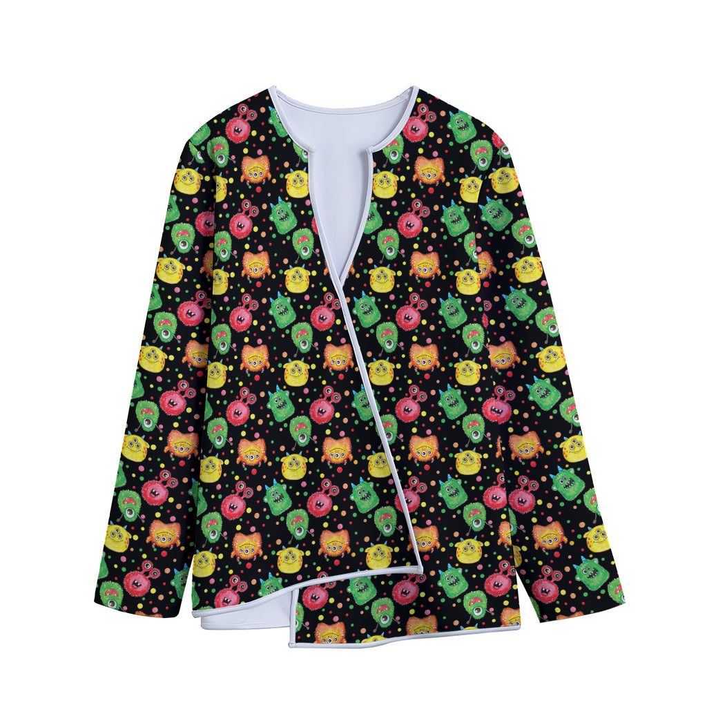 Little Monster Pattern Print Long Sleeve Short Coat