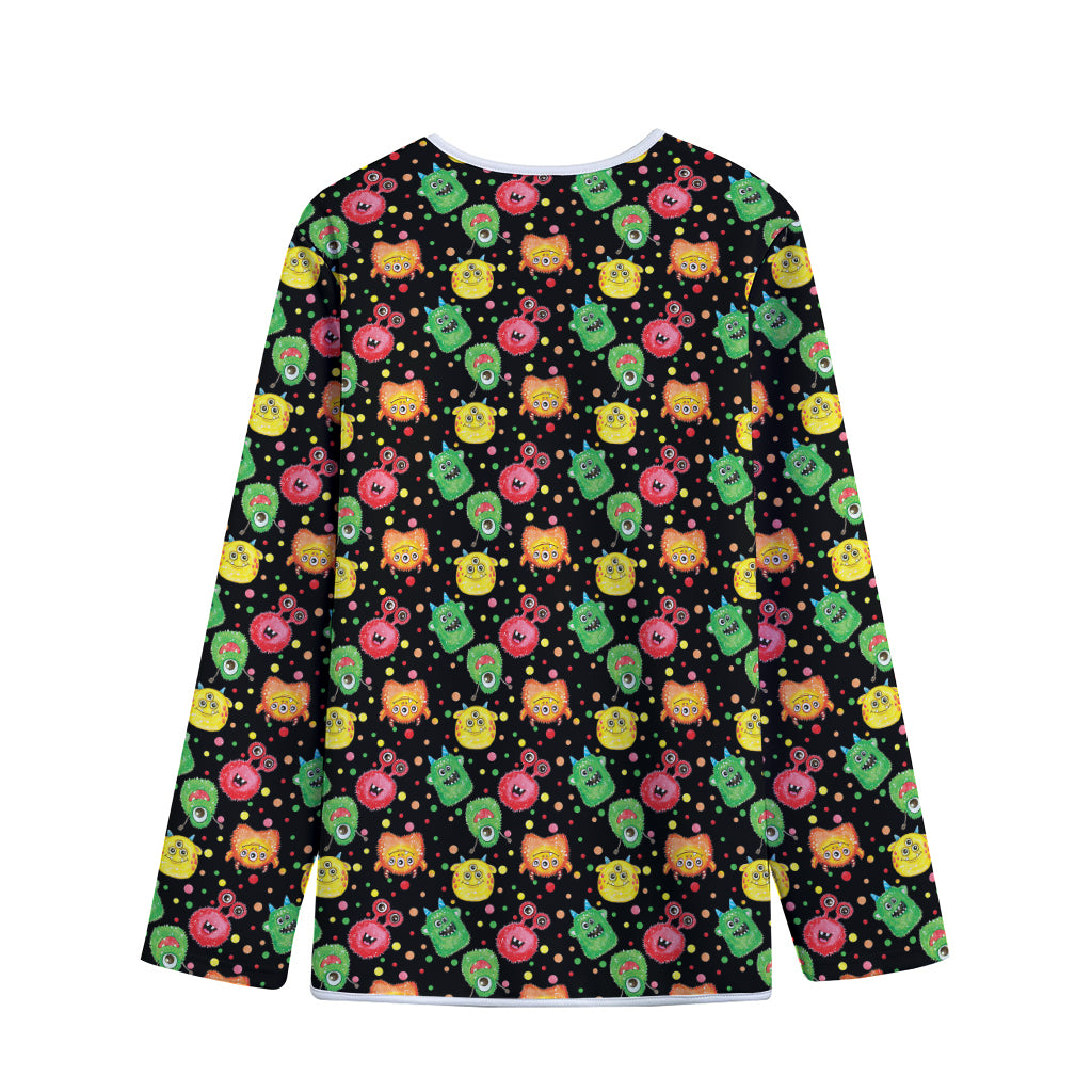 Little Monster Pattern Print Long Sleeve Short Coat