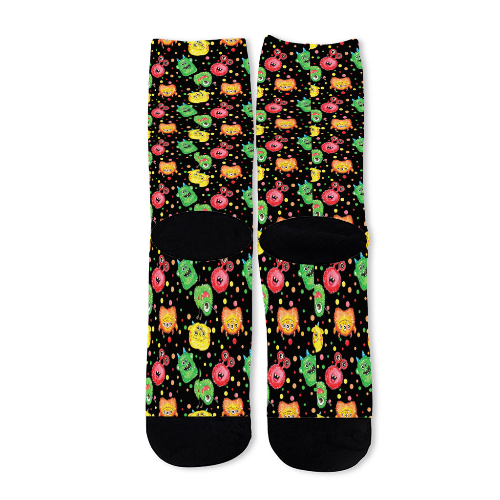Little Monster Pattern Print Long Socks