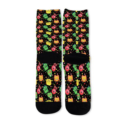 Little Monster Pattern Print Long Socks