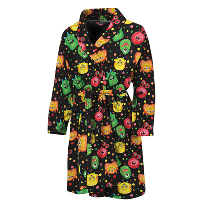 Little Monster Pattern Print Men's Bathrobe