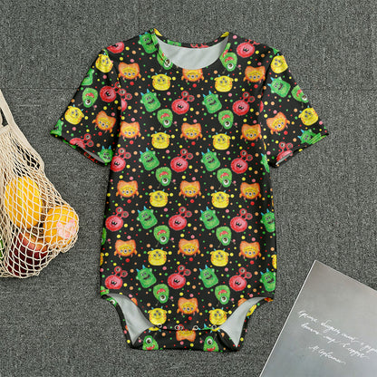 Little Monster Pattern Print Men's Bodysuit