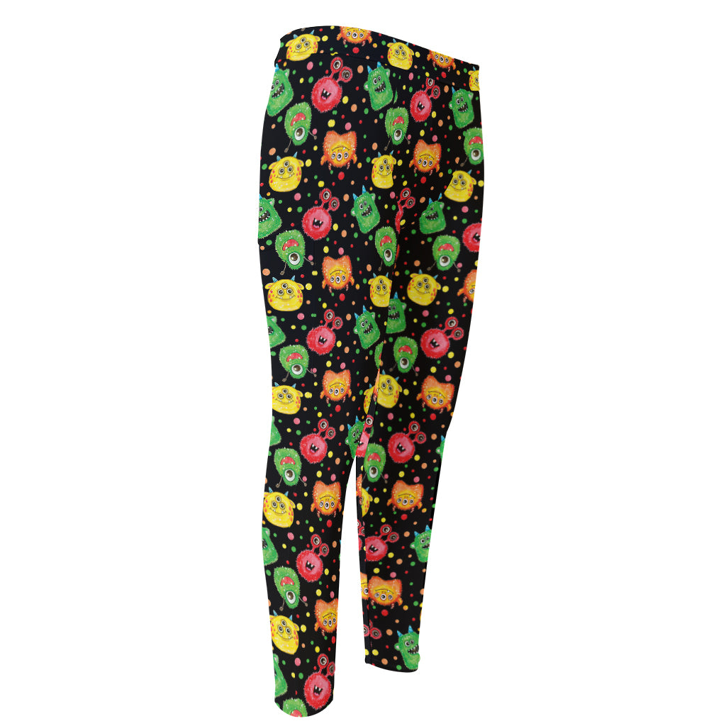 Little Monster Pattern Print Men's Compression Pants