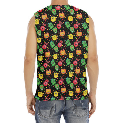 Little Monster Pattern Print Men's Fitness Tank Top