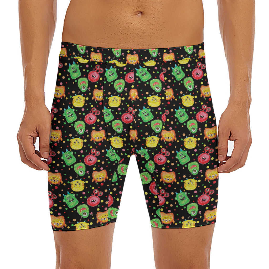 Little Monster Pattern Print Men's Long Boxer Briefs