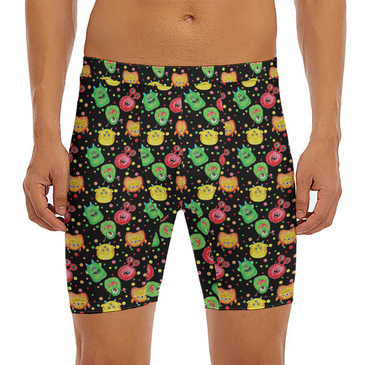Little Monster Pattern Print Men's Long Boxer Briefs