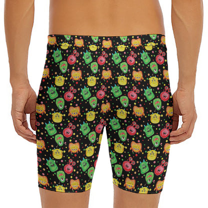 Little Monster Pattern Print Men's Long Boxer Briefs