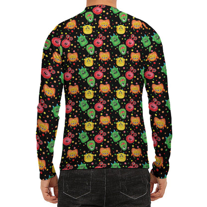 Little Monster Pattern Print Men's Long Sleeve Rash Guard
