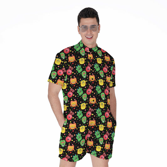 Little Monster Pattern Print Men's Rompers