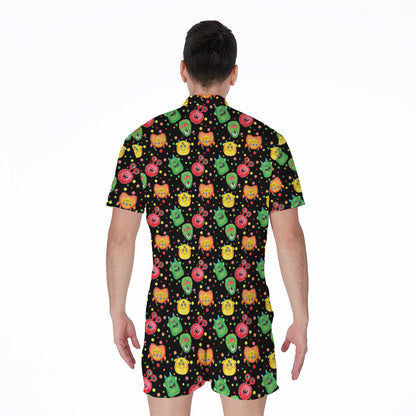 Little Monster Pattern Print Men's Rompers