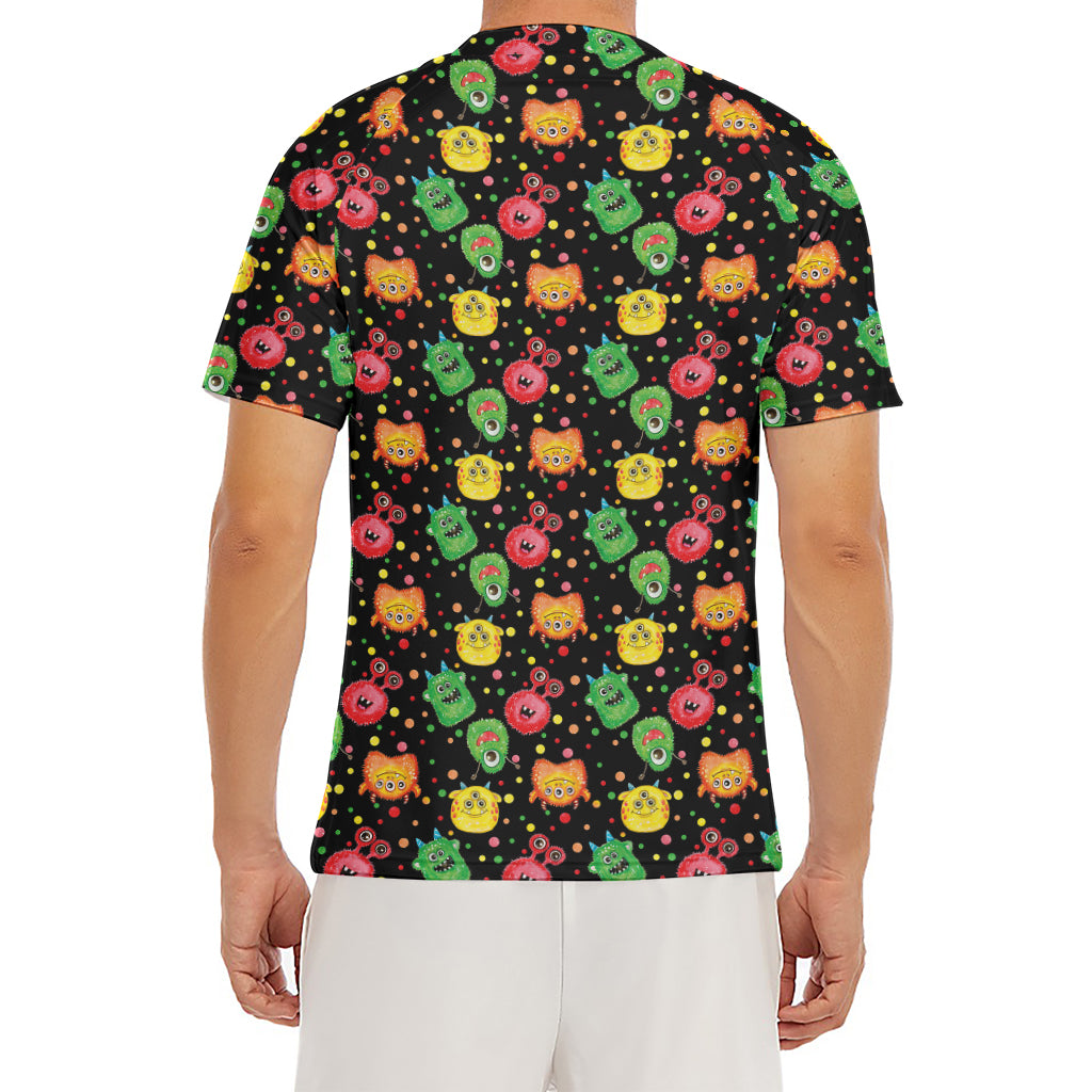 Little Monster Pattern Print Men's Short Sleeve Rash Guard