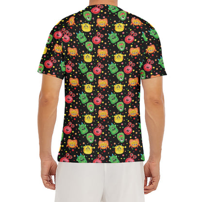 Little Monster Pattern Print Men's Short Sleeve Rash Guard