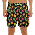 Little Monster Pattern Print Men's Split Running Shorts