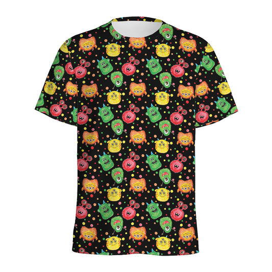 Little Monster Pattern Print Men's Sports T-Shirt