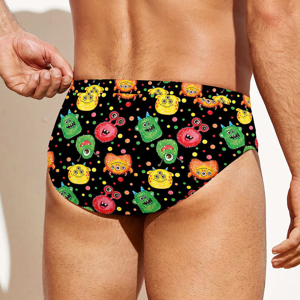 Little Monster Pattern Print Men's Swim Briefs