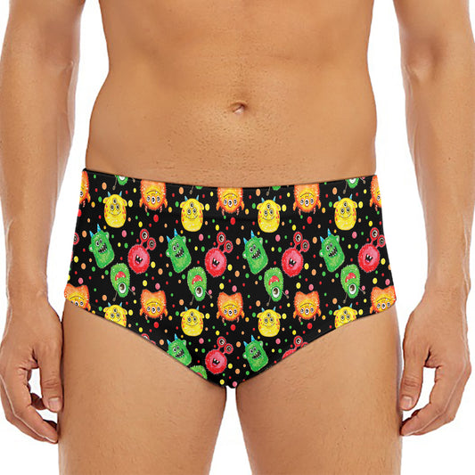 Little Monster Pattern Print Men's Triangle Swim Briefs
