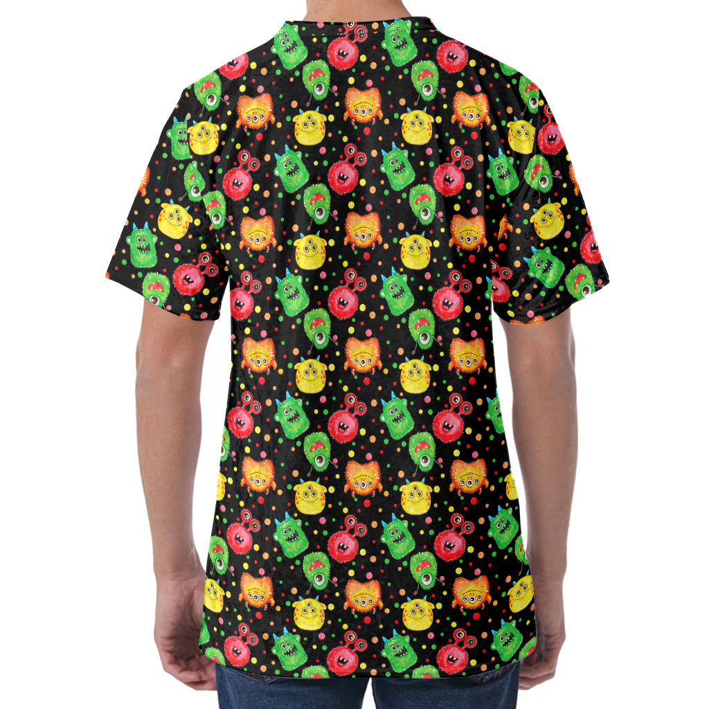 Little Monster Pattern Print Men's Velvet T-Shirt