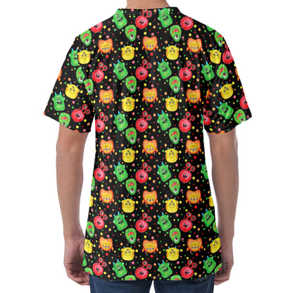 Little Monster Pattern Print Men's Velvet T-Shirt
