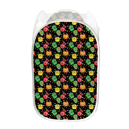 Little Monster Pattern Print Mesh Laundry Hamper