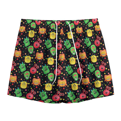 Little Monster Pattern Print Mesh Shorts