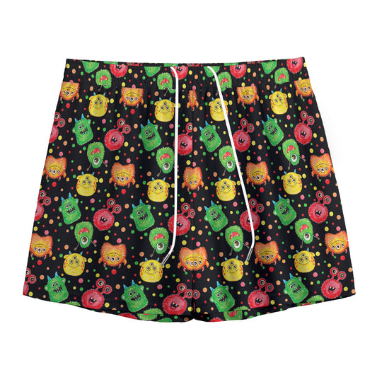 Little Monster Pattern Print Mesh Shorts