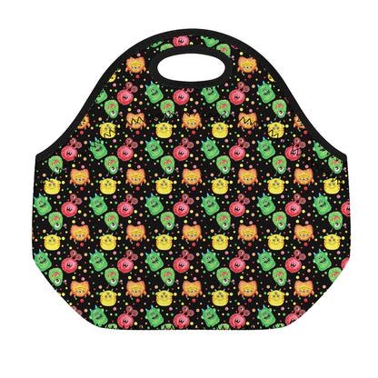 Little Monster Pattern Print Neoprene Lunch Bag