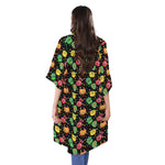 Little Monster Pattern Print Open Front Beach Cover Up