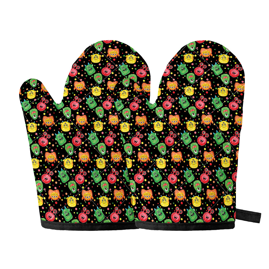 Little Monster Pattern Print Oven Mitts