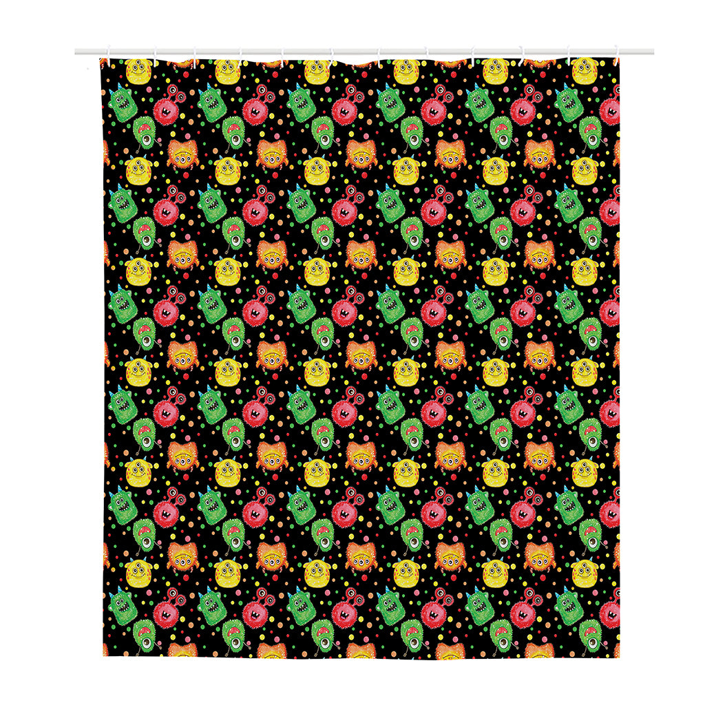 Little Monster Pattern Print Polyester Shower Curtain