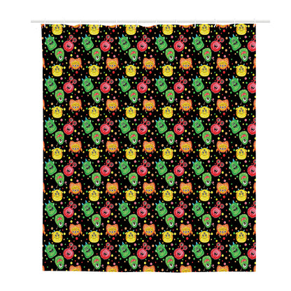 Little Monster Pattern Print Polyester Shower Curtain
