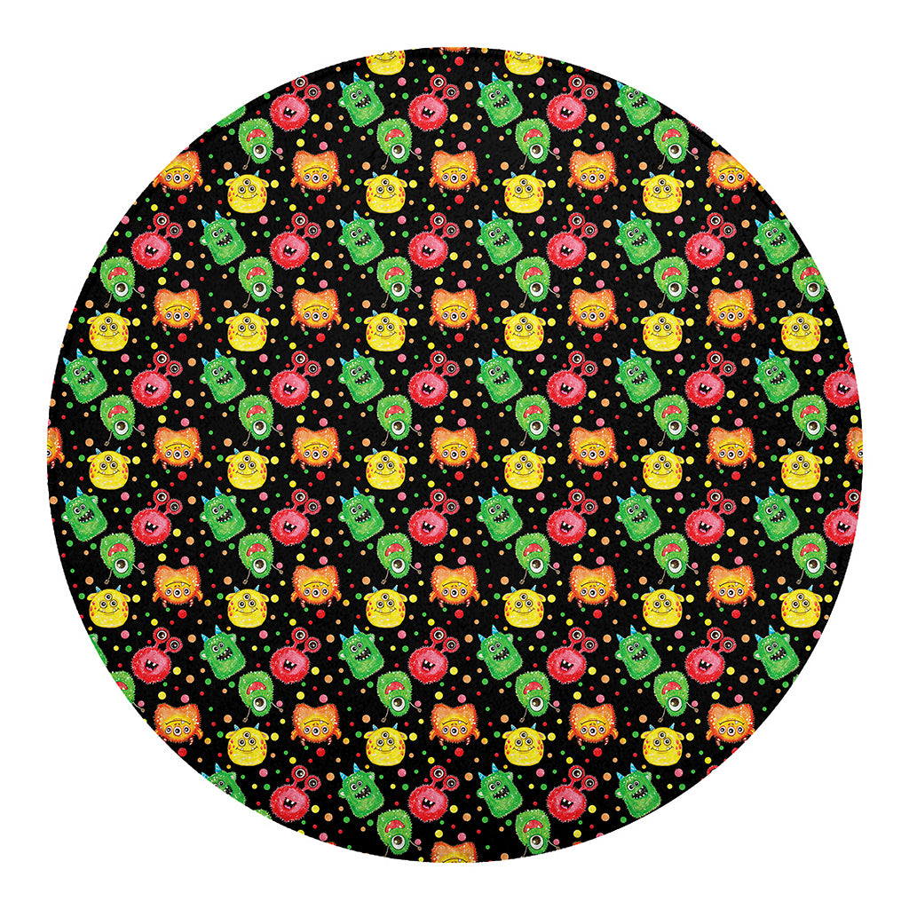 Little Monster Pattern Print Round Blanket