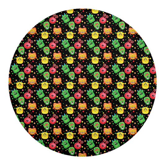 Little Monster Pattern Print Round Blanket