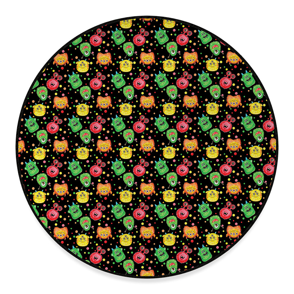 Little Monster Pattern Print Round Floor Mat