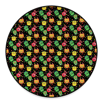 Little Monster Pattern Print Round Floor Mat