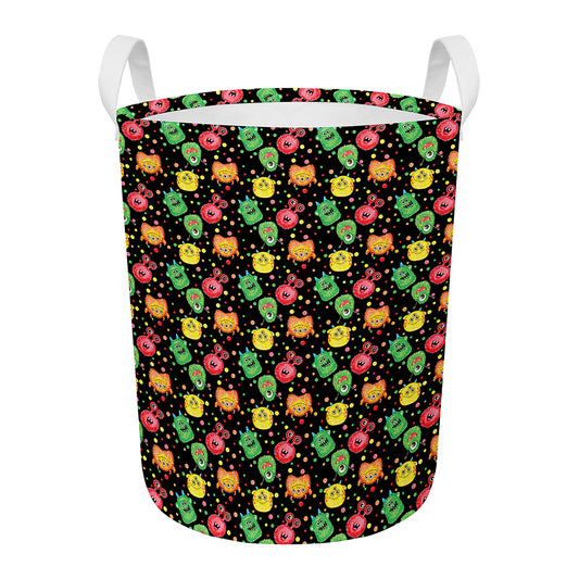 Little Monster Pattern Print Round Laundry Basket
