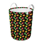 Little Monster Pattern Print Round Laundry Basket