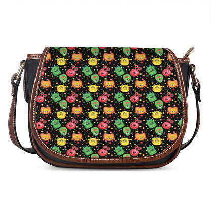 Little Monster Pattern Print Saddle Bag