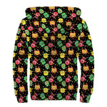Little Monster Pattern Print Sherpa Lined Zip Up Hoodie