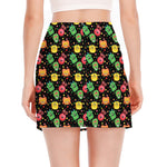 Little Monster Pattern Print Side Slit Mini Skirt