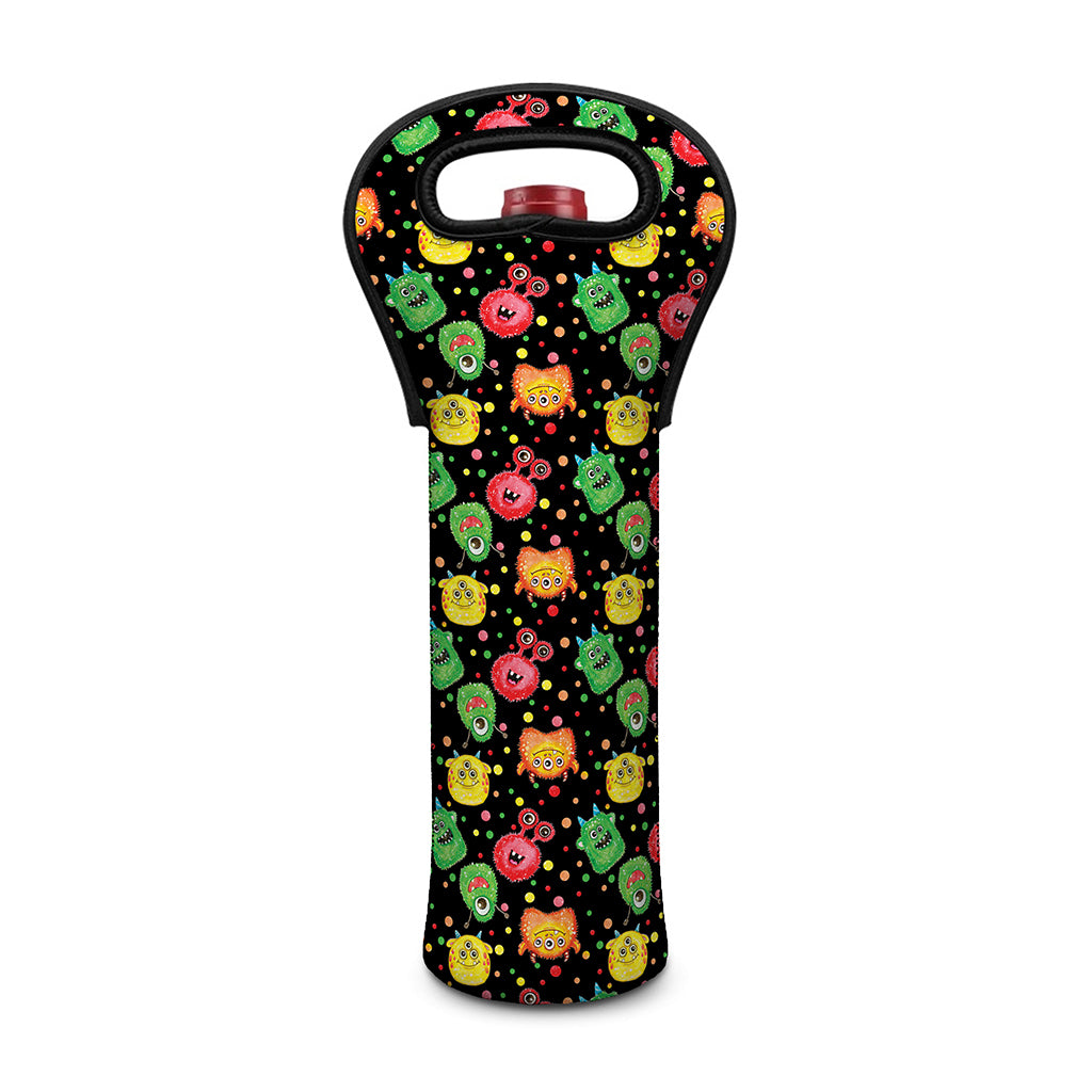 Little Monster Pattern Print Single Neoprene Wine Tote
